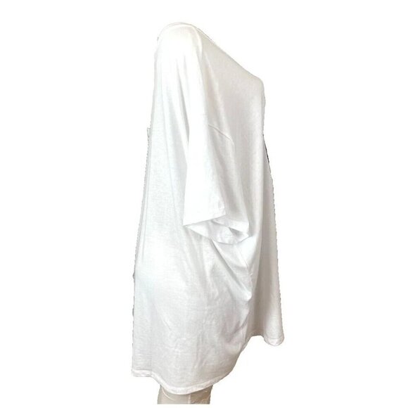 Torrid +5 White-Black Crew Neckline Coffee Cartoon Graphic Short Sleeve T-Shirt - Picture 3 of 6